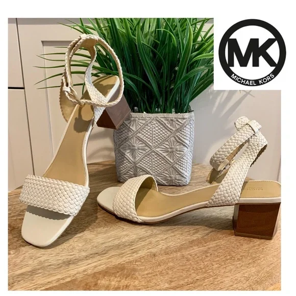 Michael Kors Floral Braided Strap Sandals - Purple/Cream Jacie Floral Embellished Leather T-Strap Sandal in RASPBERRY  main image 4